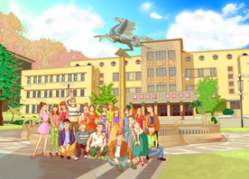 武汉飞马广场手绘素材