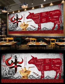 牛肉火锅背景墙