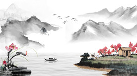 意境山水水墨画