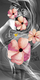 烟雾美女花朵装饰画玄关