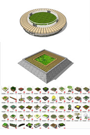 52组树池座椅SU模型设计
