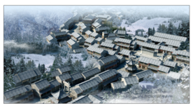 传统古建 鸟瞰 效果图 雪景