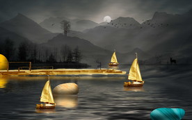 一帆风顺黑白金背景墙