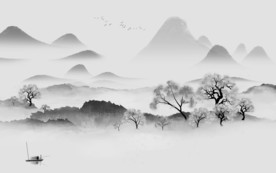 中式大气灰色山水 TIF分层