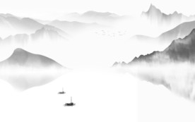 大卖山水画灰色画 TIF分层