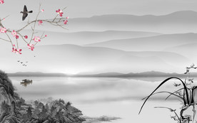 后现代中式简约山水 TIF分层