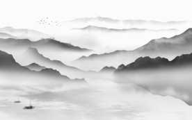 灰色中式简约山水 TIF分层