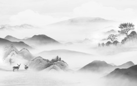 简约大气灰色山水 TIF分层