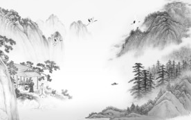 新品中式灰色山水 TIF分层