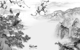 高端山水画灰色画 TIF分层
