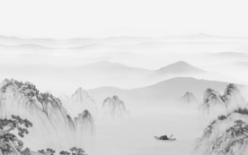 高清 中式灰色山水 TIF分层
