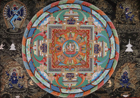 坛城 四臂观音 唐卡 藏传佛教