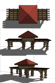 商业街门庭SU模型