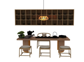 中式茶桌3d模型