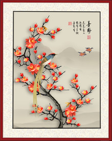 原创梅花喜鹊喜梅装饰画