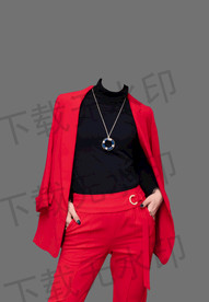 女性红色西装半身