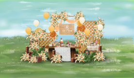 橙黄色户外甜品区