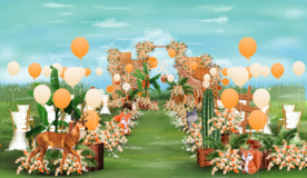 橙色户外婚礼仪式区