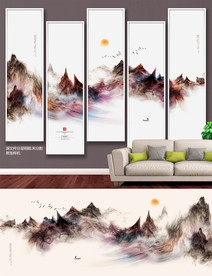 新中式 抽象装饰画 烟雾画
