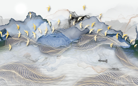 中式抽像水墨背景装饰画