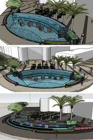 商业入口水景SU模型