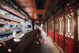 中国古建筑3D立体走廊