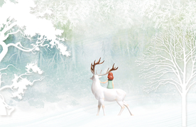 小女孩麋鹿背景