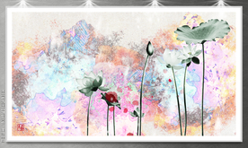 新中式荷花装饰画