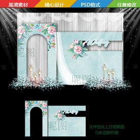 静谧蓝婚礼迎宾背景