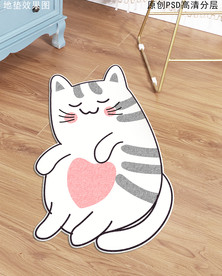 可爱卡通猫动物形状地毯地垫