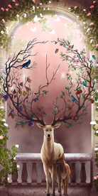 麋鹿玄关背景装饰画图片