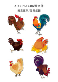 矢量手绘鸡