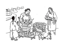 包粽子插画线稿