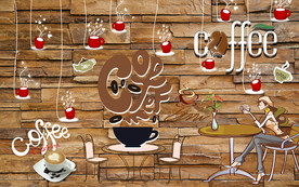 个性砖墙咖啡吊灯工装背景墙