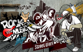 个性木板欧美涂鸦街头工装背景墙