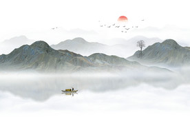 意境水墨山水画