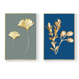 金色银杏植物叶子装饰画