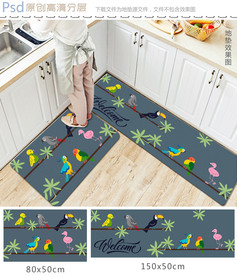 可爱小鸟长款地垫设计