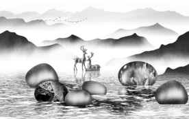 简约高端唯美山水 TIF分层