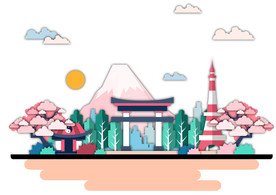 日系山脉树AI适量临摹插图图片