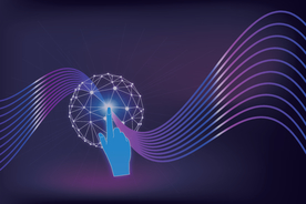 科技背景手指触碰渐变线条素材