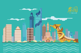 泰国曼谷建筑矢量.