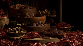 花椒辣椒等火锅配料特写