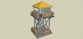 草图大师模型岗哨炮楼