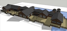 草图大师模型中式度假村