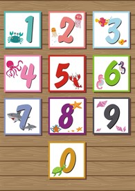卡通海洋生物阿拉伯数字识字牌