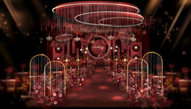 红色泰式现代简约婚礼效果图