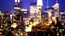 纽约的夜晚 傍晚 晚霞 霓虹灯