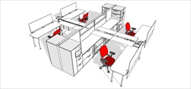 草图大师模型办公桌