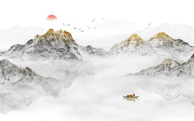 中式水墨山水画